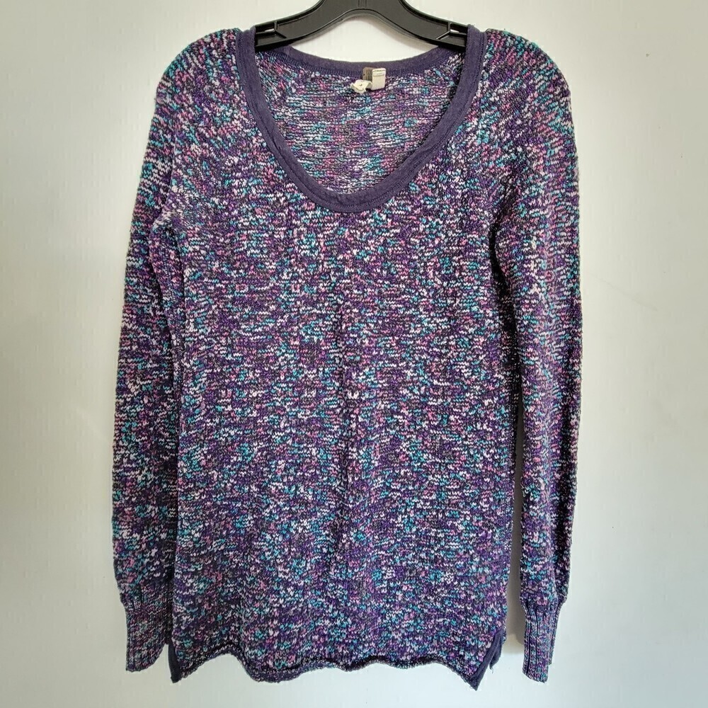 Free People We The Free Purple Multicolor Knit Scoop Neck Pullover Sweater Small